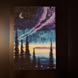 Finished purple sky diamond painting